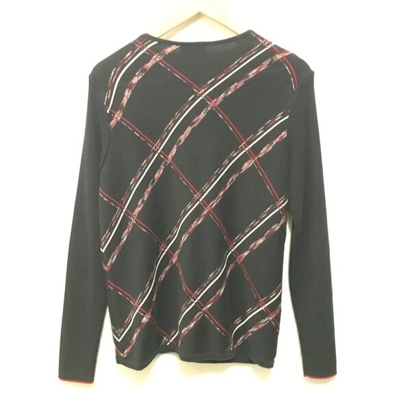 Liz Claiborne Black Diagonal Stripe Button Down Cardigan - Picture 4 of 14